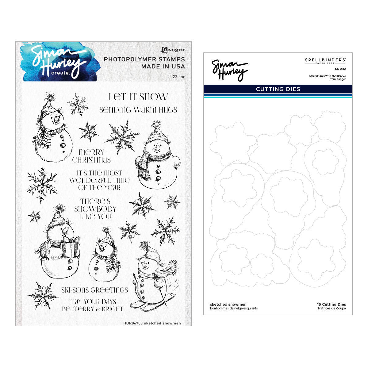 Sketched Snowman Stamp and Die Bundle by Simon Hurley