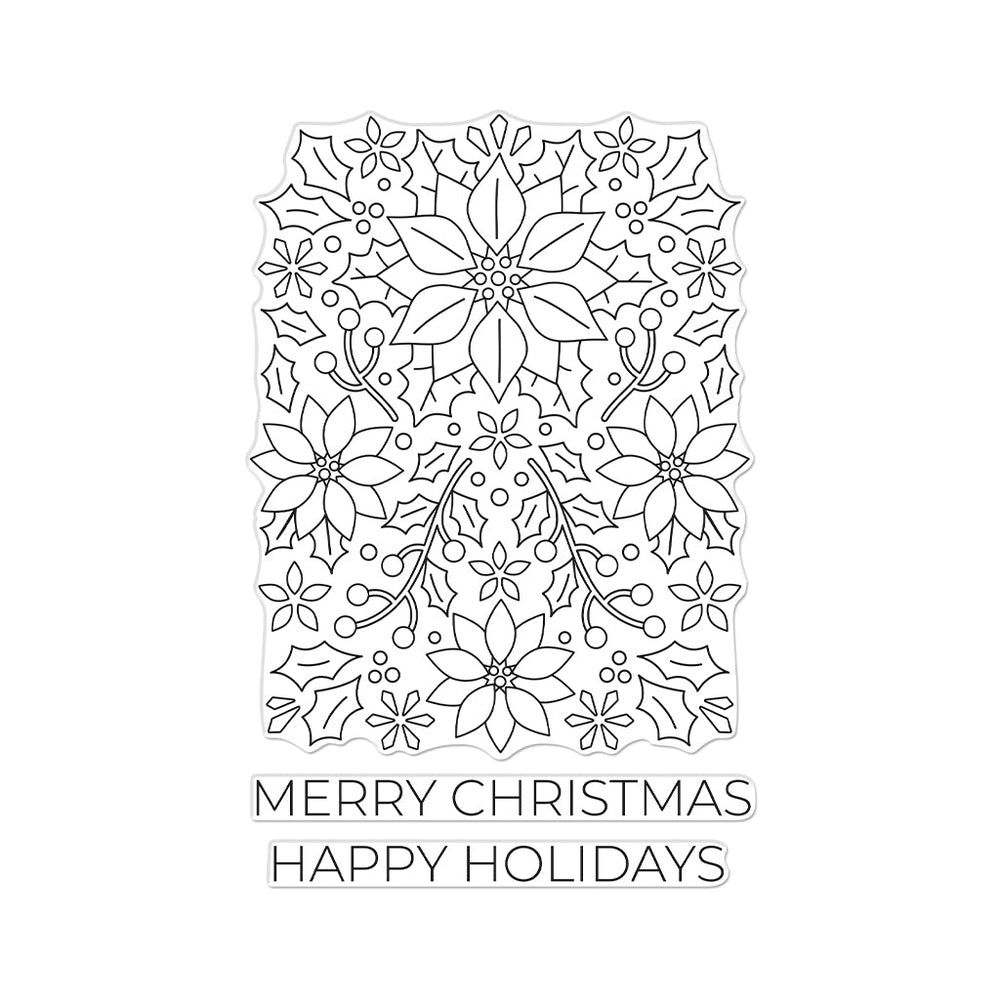 Color Layering Poinsettia Pattern Clear Stamp & Stencil Bundle
