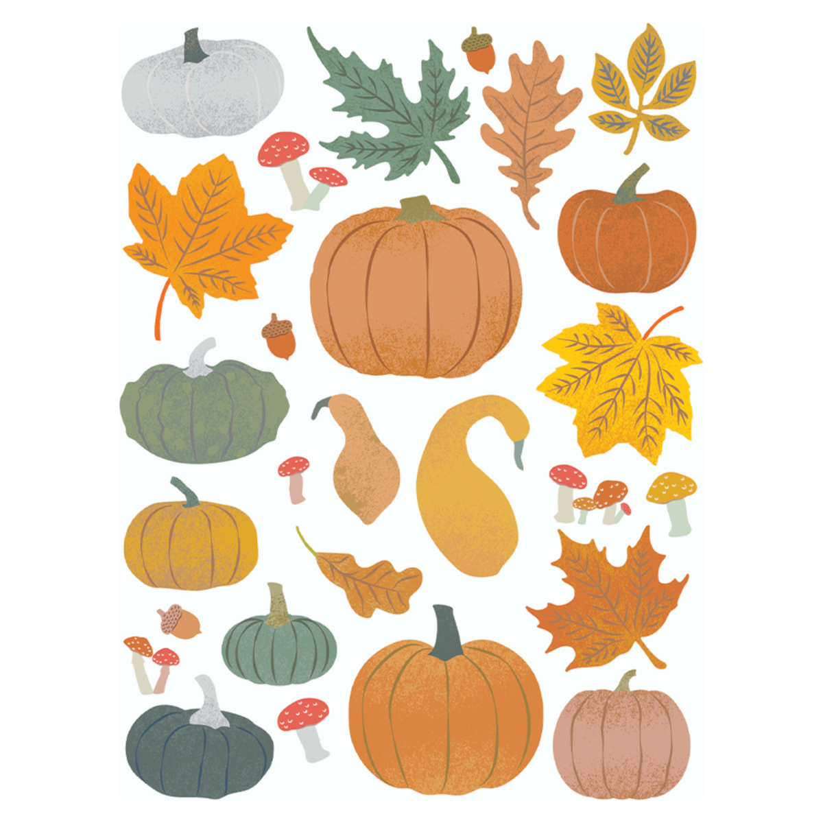 Pumpkin and Leaves Rub-On Transfers
