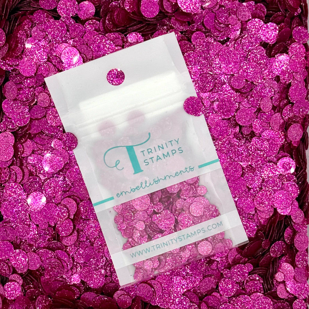 Fushia Sparkle Spots Flat Confetti Embellishment Mix