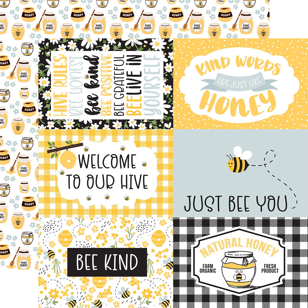 12"x12" 6x4 Journaling Cards Cardstock - Bee Happy