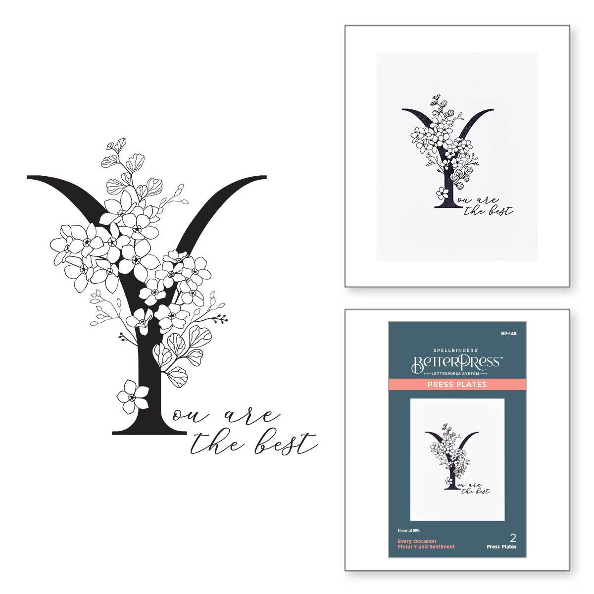 Floral Y and Sentiment Press Plate