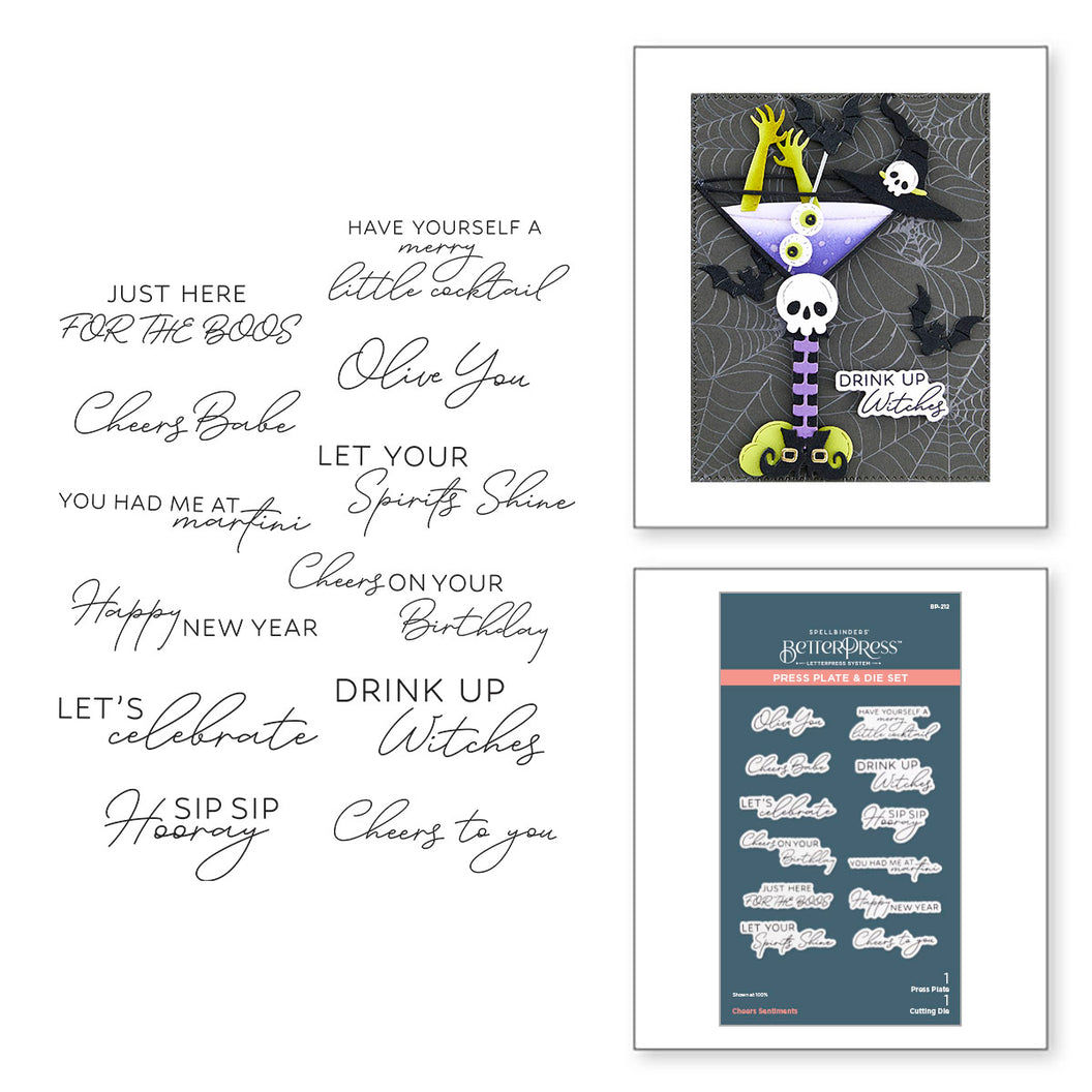 Cheers Sentiments Press Plate & Die Set