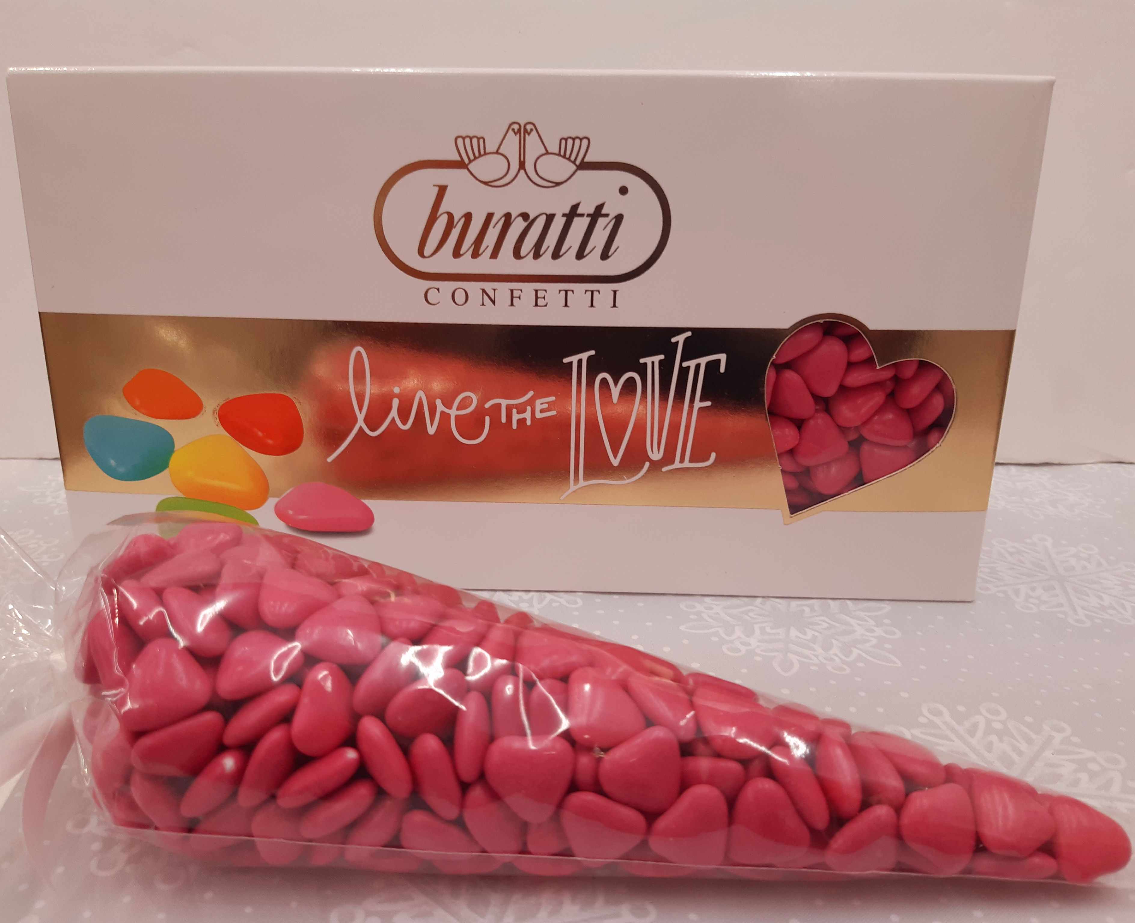 250 grs Dragées Mini Coeur en chocolat Fuchsia