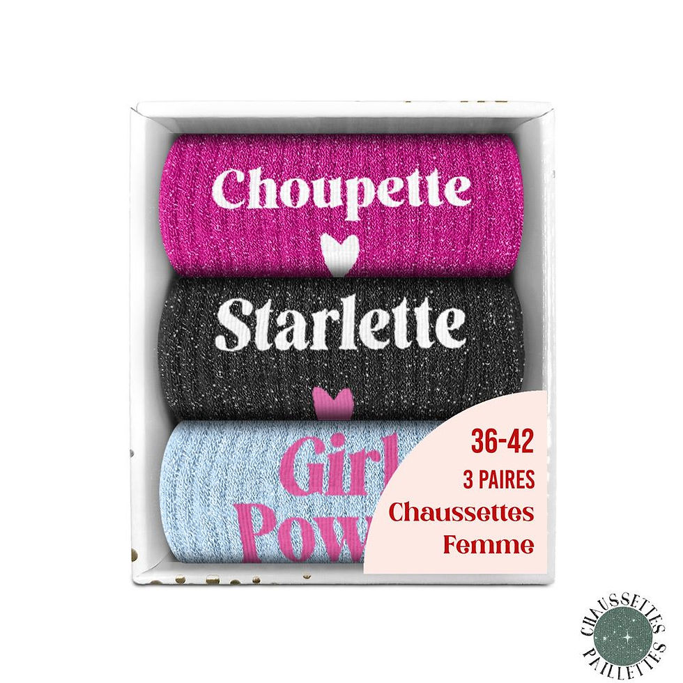 Miniature : Coffret 3 paires de Chaussettes paillettes