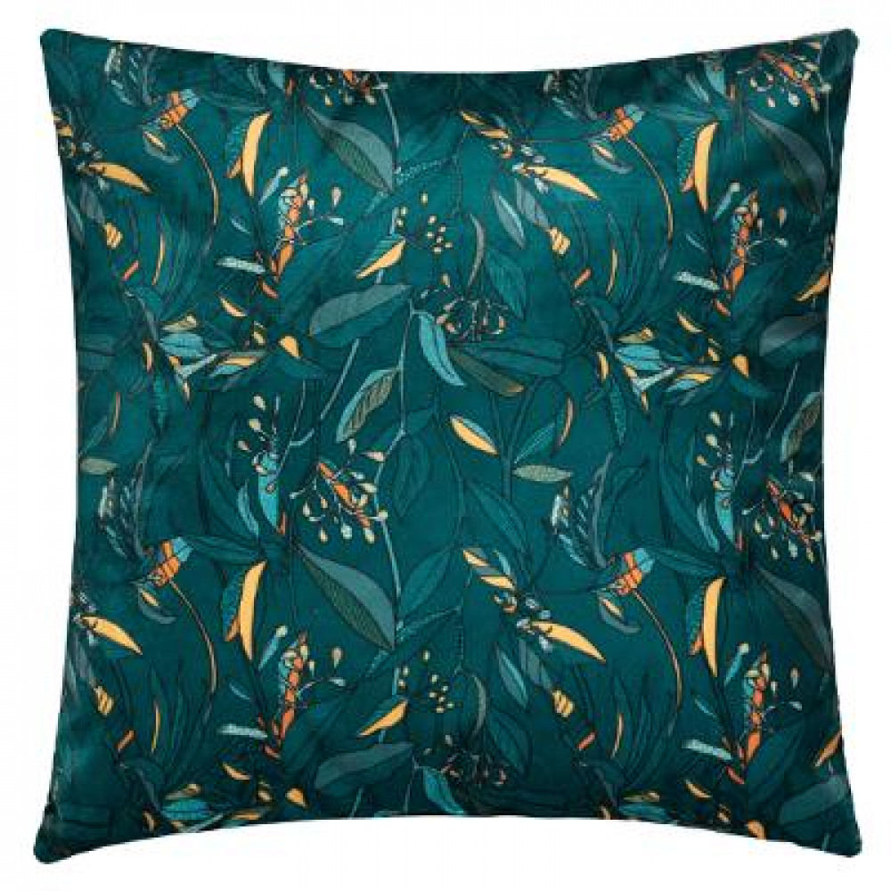 Coussin bleu canard et jaune