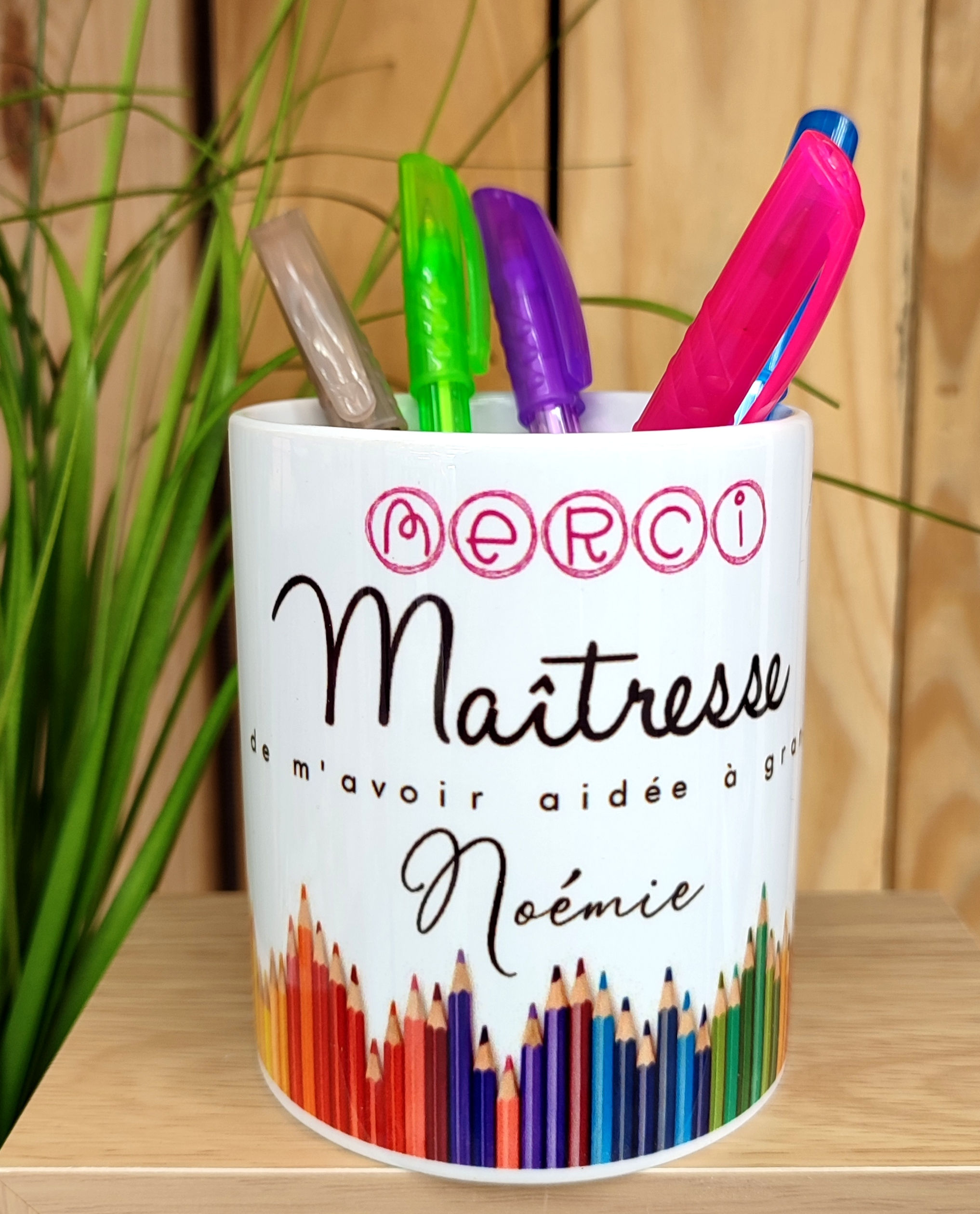 Pot à crayons "Merci Maitresse" personnalisable