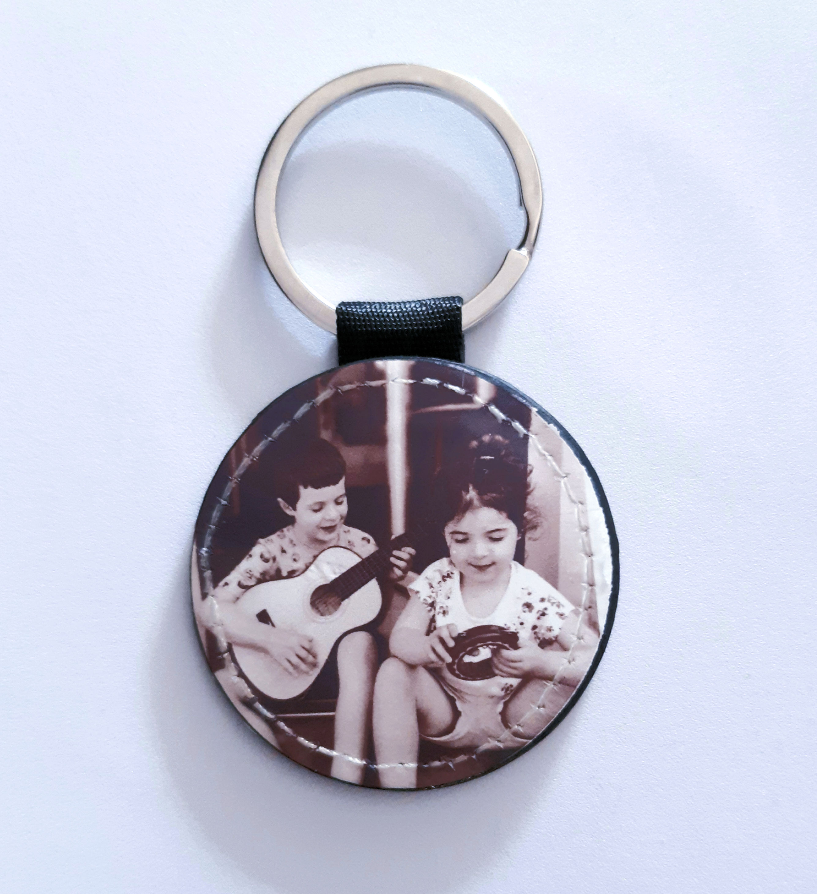 Porte clé en simili cuir personnalisé : Photo + texte