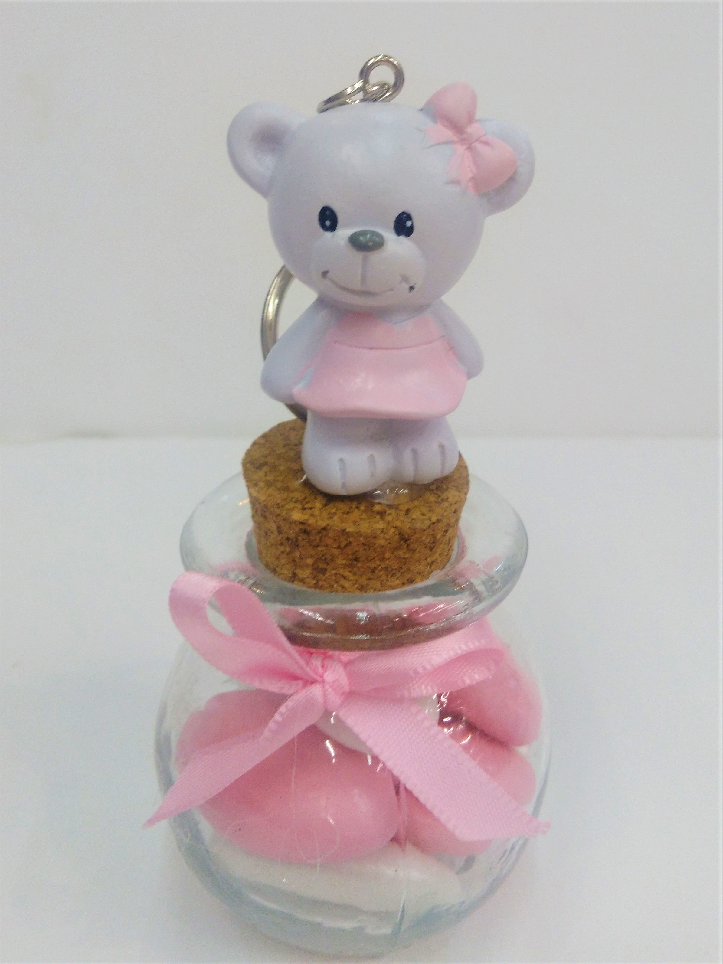 Pot + porte clé ourson rose