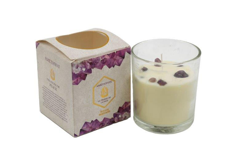 Bougie parfumée avec pierres Améthyste