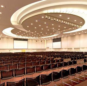 Interior of the Main Hall / Snow Hall at Toki Messe arranged in theatre seating.