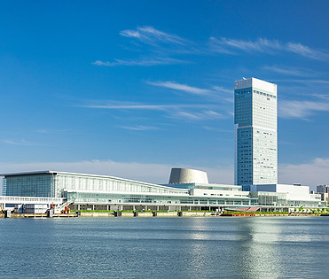 Toki Messe, Niigata Convention Center, on the Shinano River waterfront.