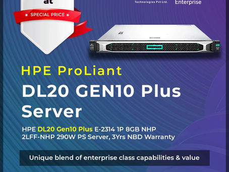 HPE ProLiant DL20 Gen10 Plus E-2314 4-core 1P 8GB-U 2LFF- Non Hot Plug Server -Basic 1U Rack /Part Number -P44112-B21
