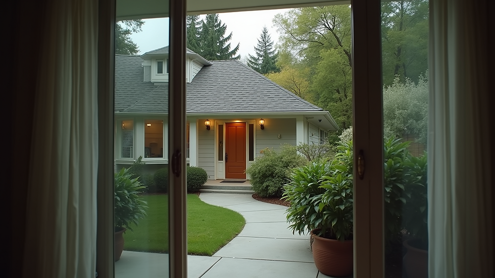 High angle view of a home with tinted windows showcasing privacy