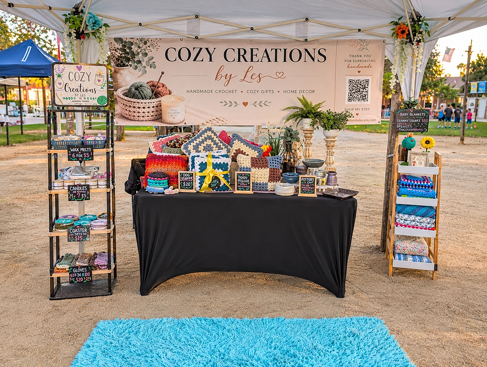 Booth setup at market