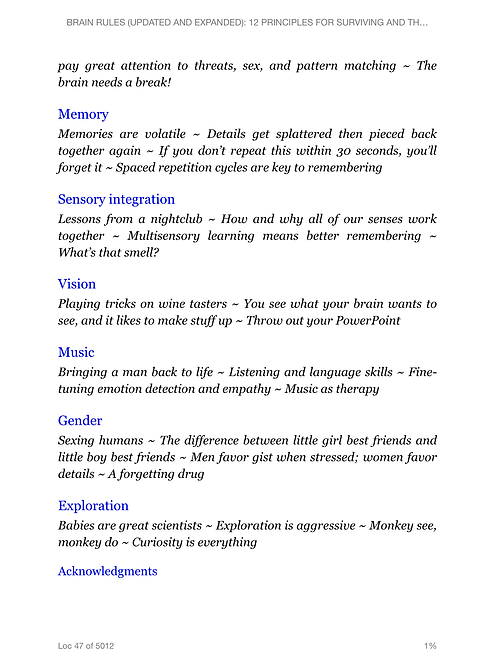 Brain Rules Table Of Contents Brainrules