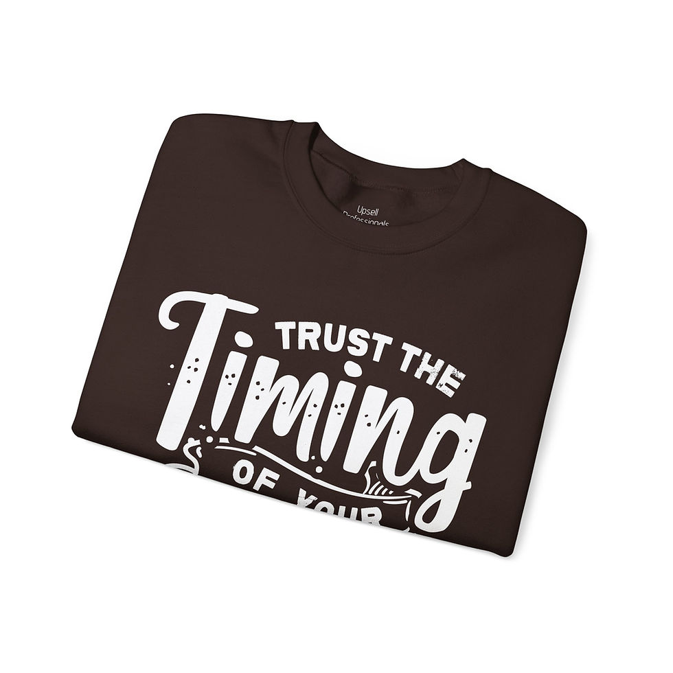 Thumbnail: A christian themed sweatshirt with inspirational words on the front and on right sleeve