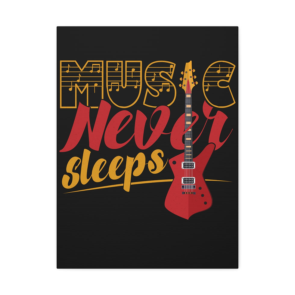 Thumbnail: Wall Art on Canvas with the words "Music Never Sleeps"