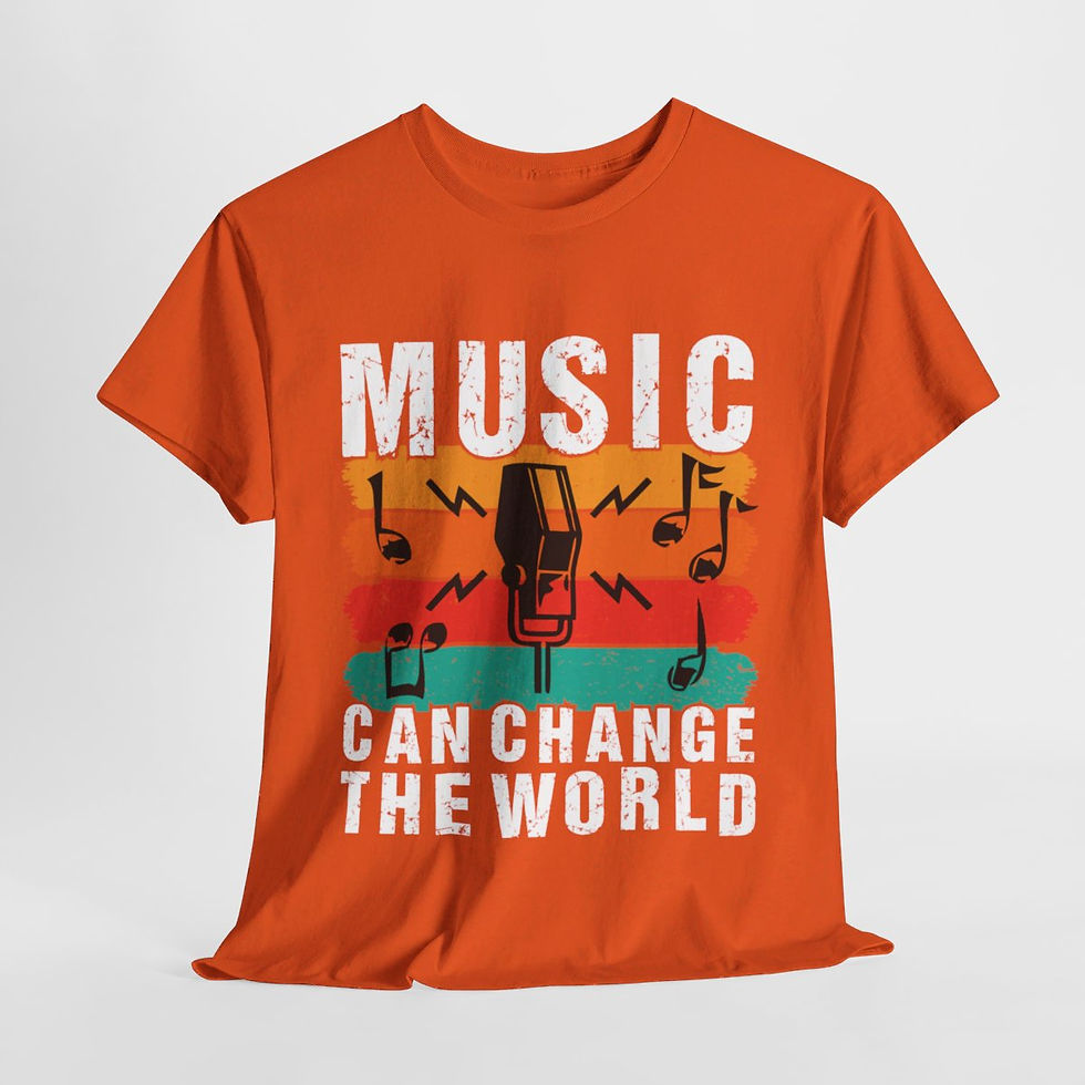Thumbnail: a t-shirt with text that reads "Music can change the world"