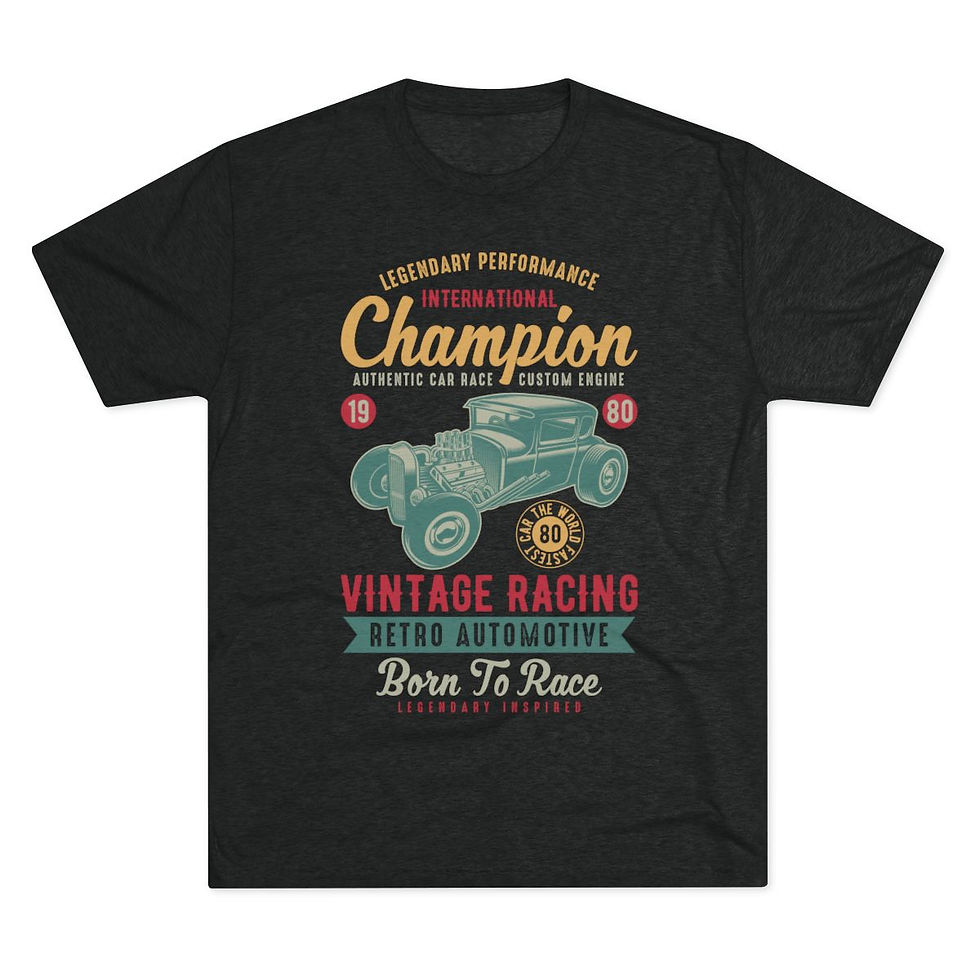 Thumbnail: a vintage t-shirt with a vintage car on the front and text that reads "Champion"