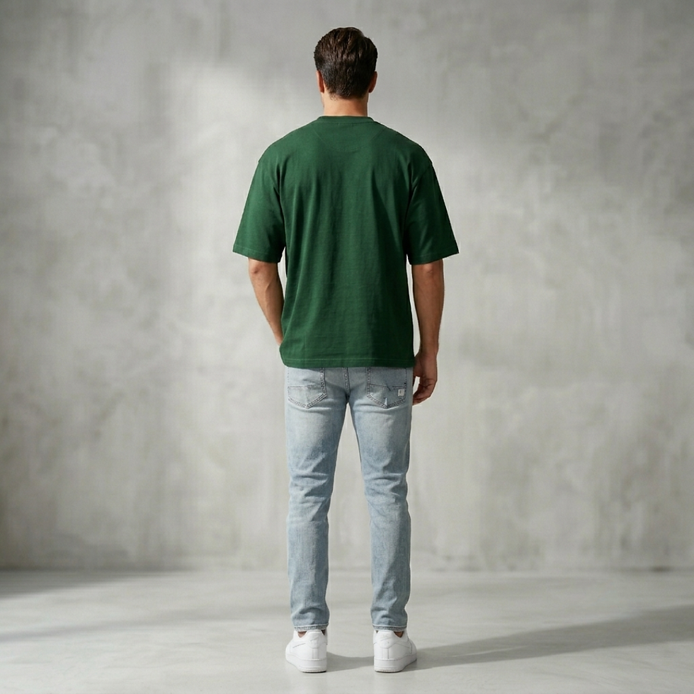 Thumbnail: BOTTLE GREEN JERSY 100% COTTON OVERSIZE T- SHIRT