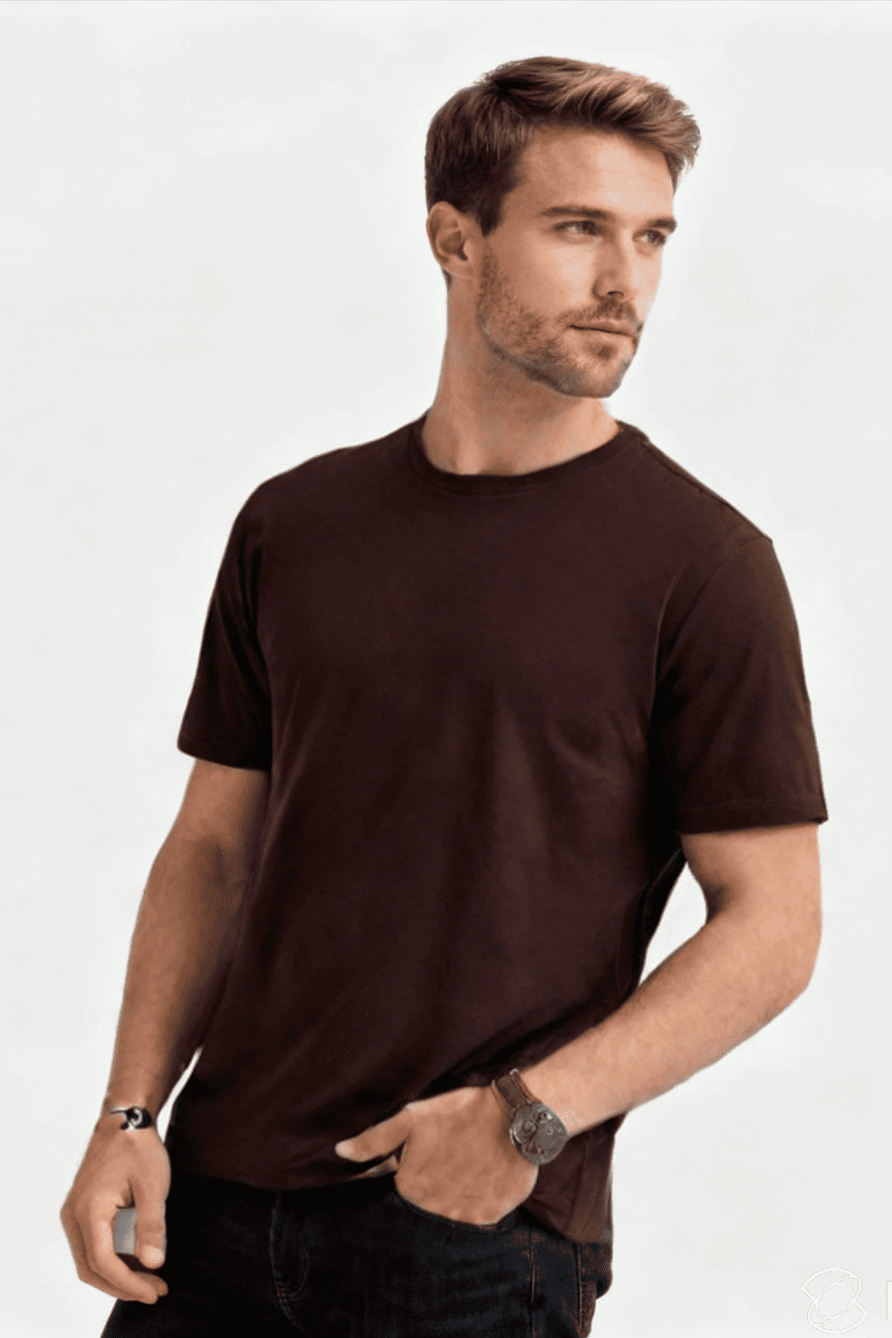 BROWN FRENCH TERRY 100% COTTON OVERSIZE T-SHIRT