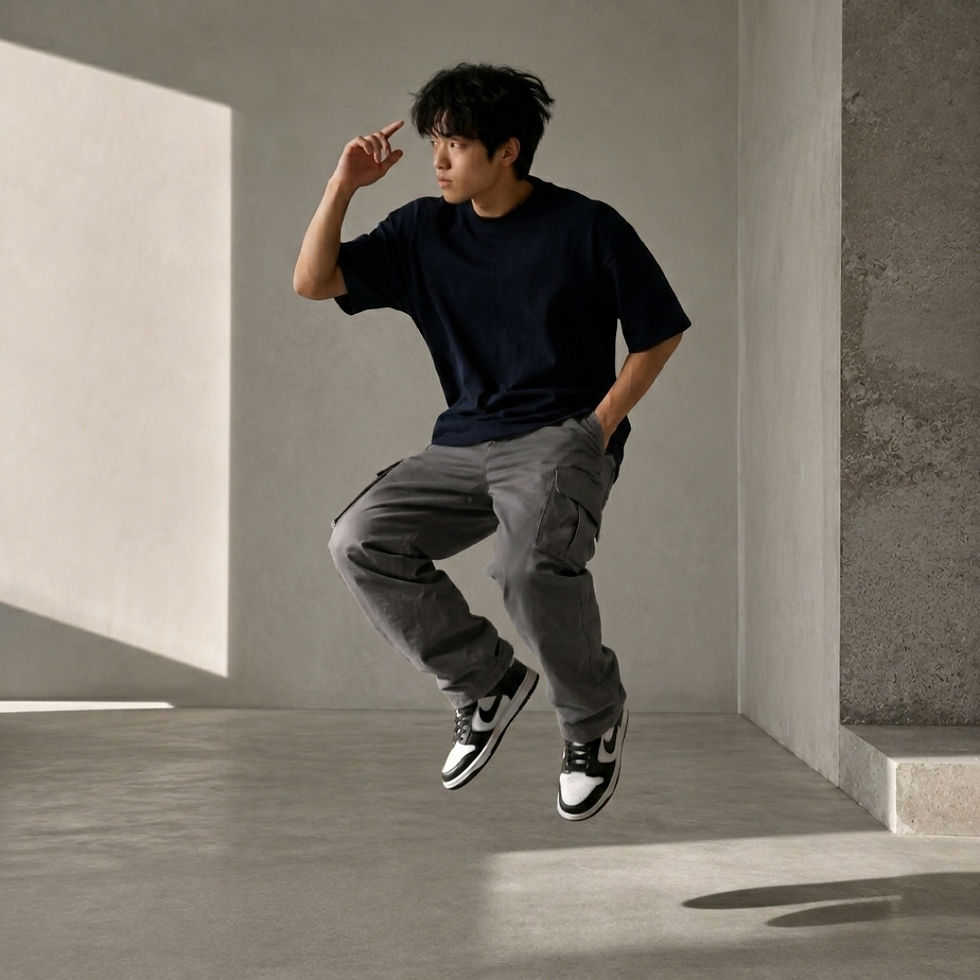 Thumbnail: NAVY BLUE DOUBLE JERSEY OVERSIZE T-SHIRT