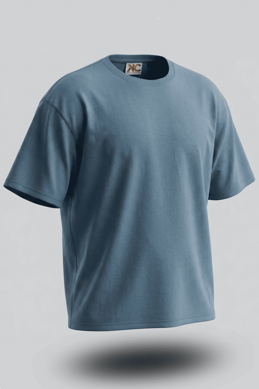 Thumbnail: E BLUE FRENCH TERRY 100% COTTON OVERSIZE T-SHIRT