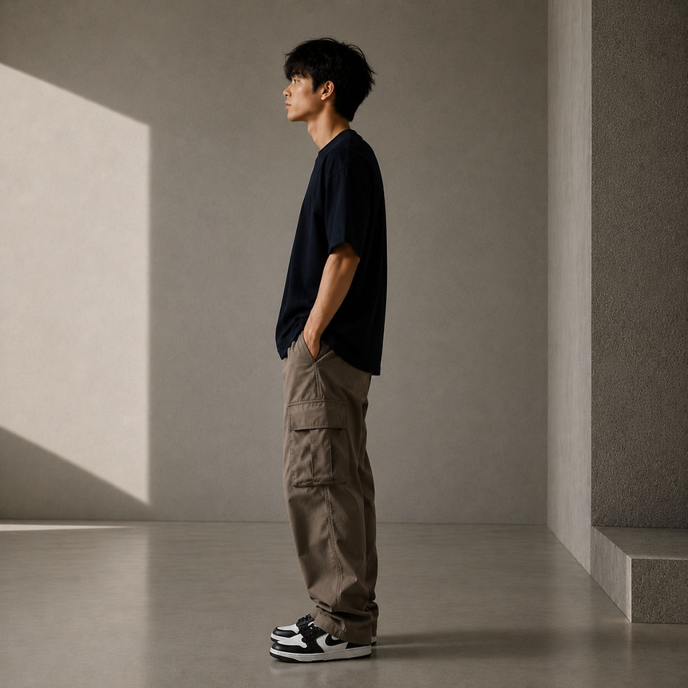 Thumbnail: NAVY BLUE DOUBLE JERSEY OVERSIZE T-SHIRT