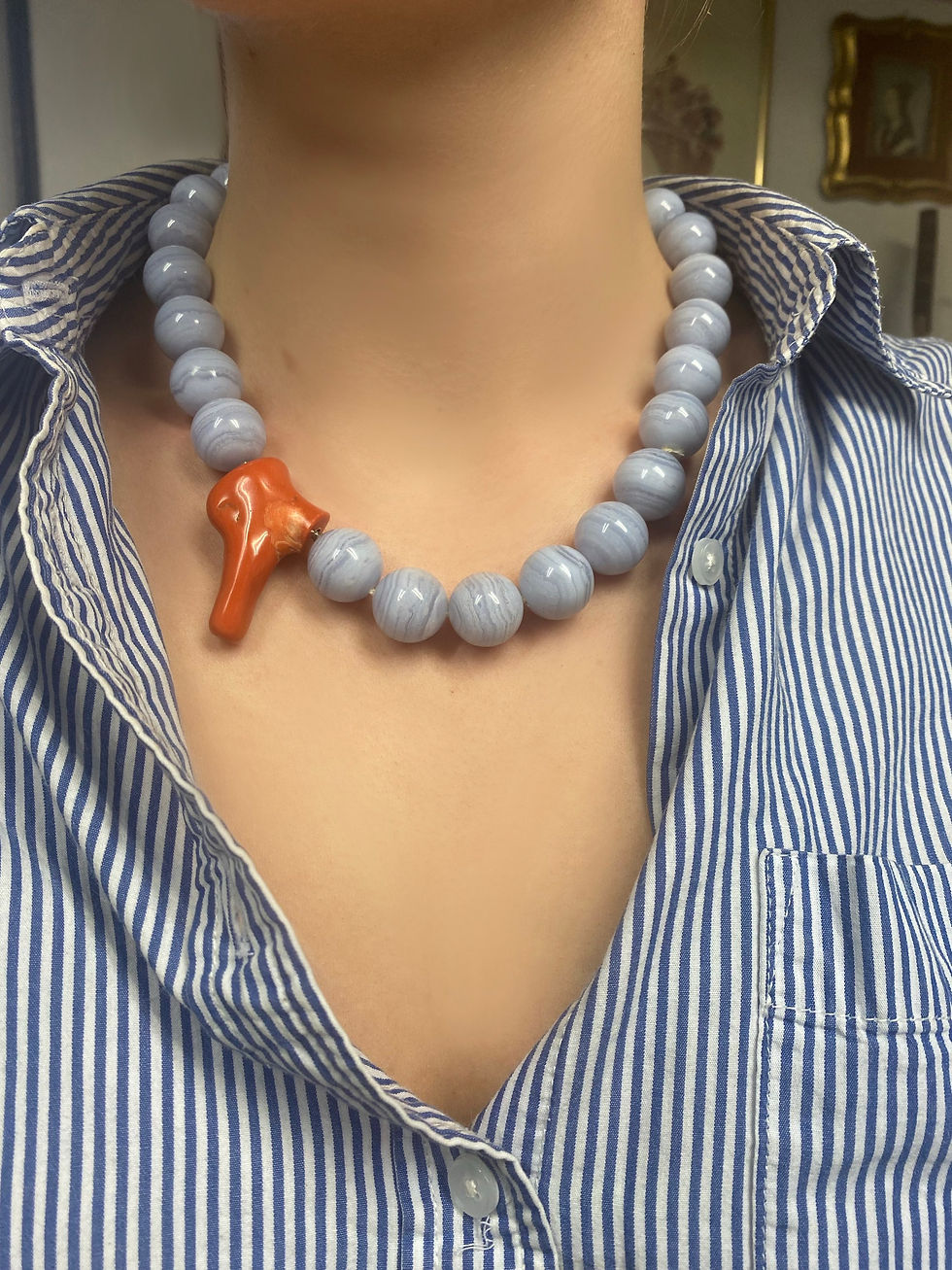 Thumbnail: Chalcedony beads necklace