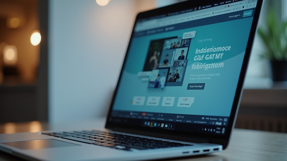 Close-up view of a laptop screen showing an interactive online training module