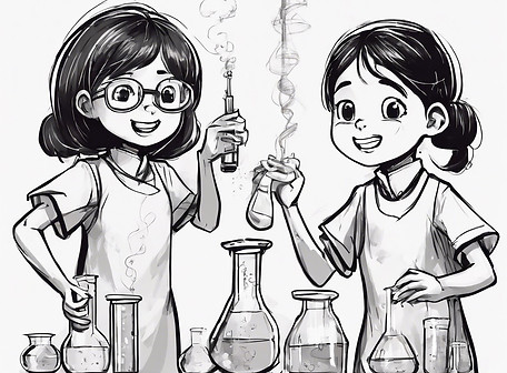 students doing science fun experiment on