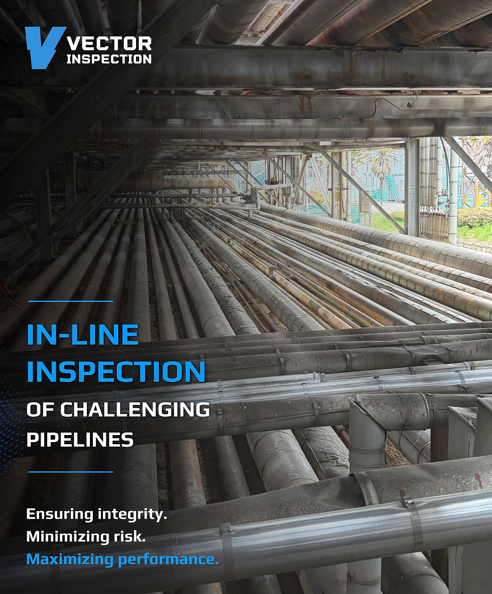 PAUT-PIG™ inspection solution for plant pipelines with interconnected systems, vertical routing, and restricted access locations.