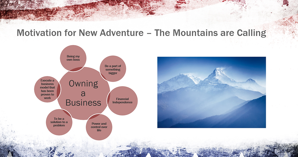 Slide from the franchise approval presentation that James Howard gave prior to being awarded a franchise territory. He wanted to own the franchise business because he wanted to be his own boss.