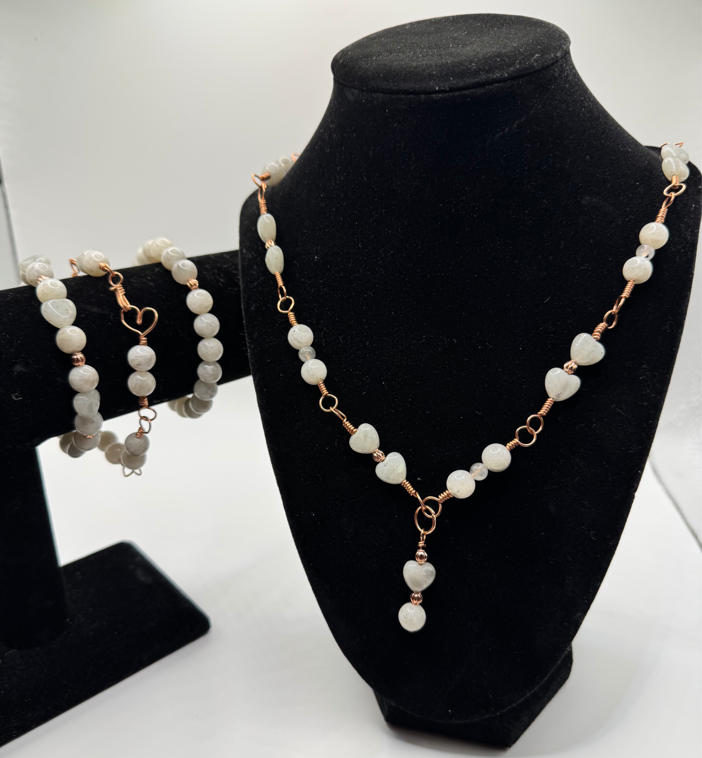 Labradorite Crystal & Copper Necklace and 3 Bracelet Set