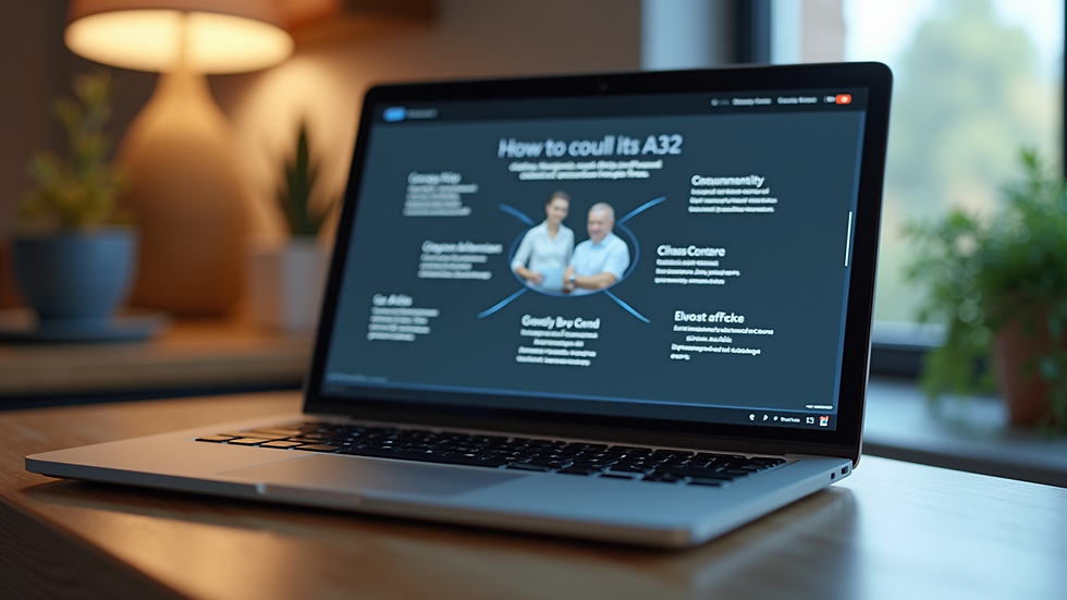 Eye-level view of a modern website layout on a laptop