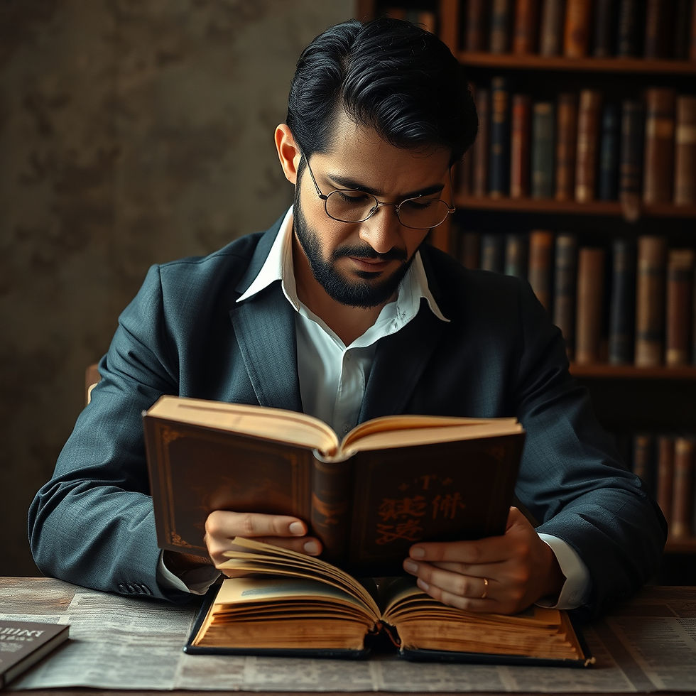 Persona leyendo el Códice Atlante