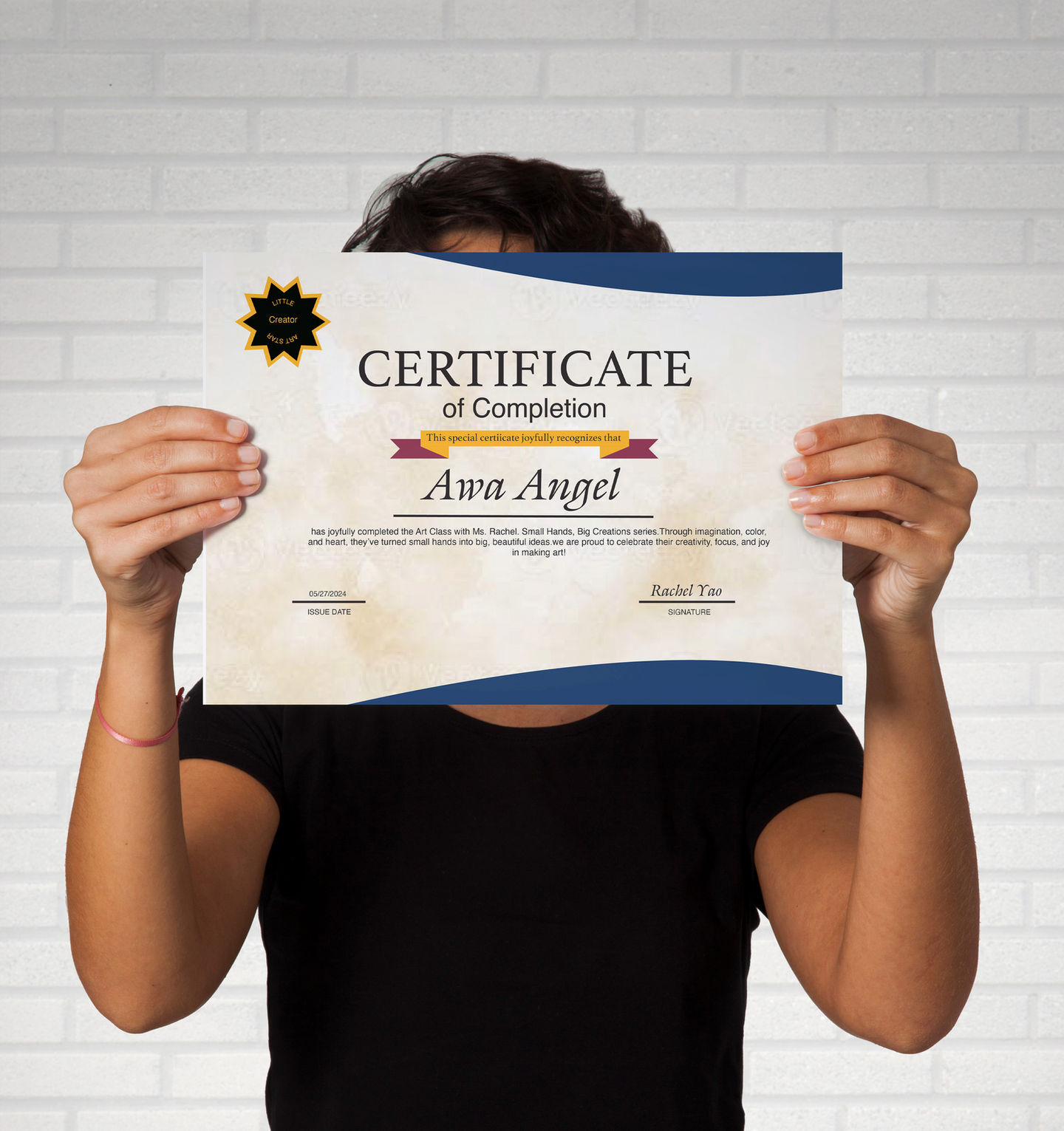 Small Hands, Big Creation Course Completion Certificate Design