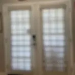 Graber flat cordless Roman shades with 6 inch valances on french doors
