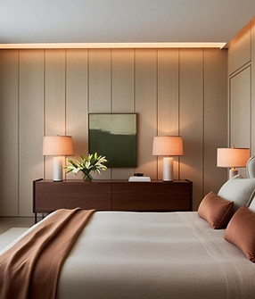 A calming retreat bathed in soft neutrals and refined textures, elevated by subtle accents