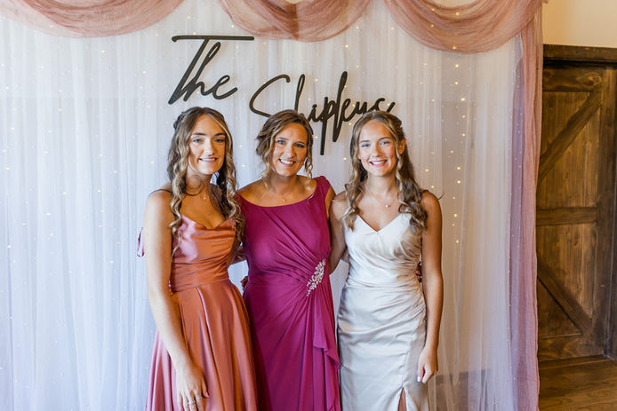 Photo backdrop at Orient Ohio wedding venue