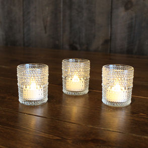 Glass votives for table decor