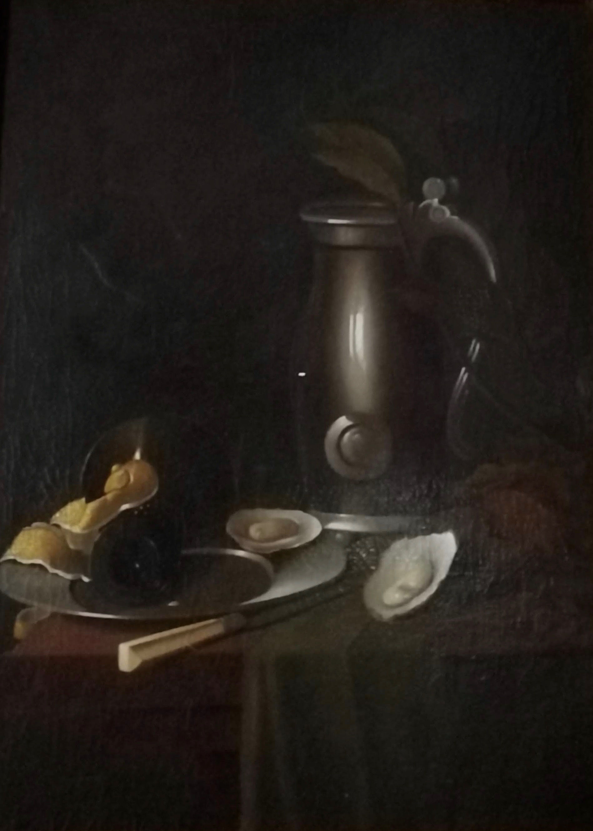 Natura morta con ostriche e vaso in peltro