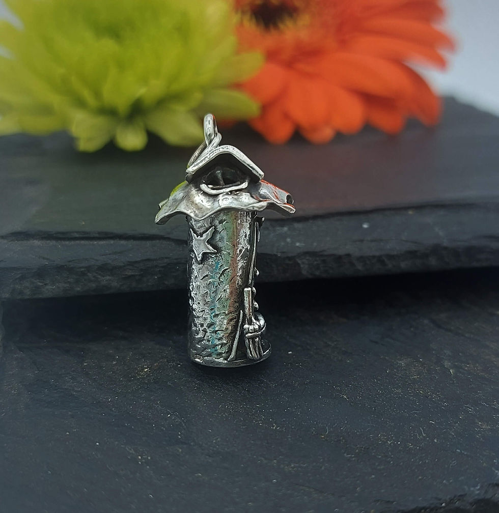 Thumbnail: Nocturnal Witch Cottage Silver Necklace