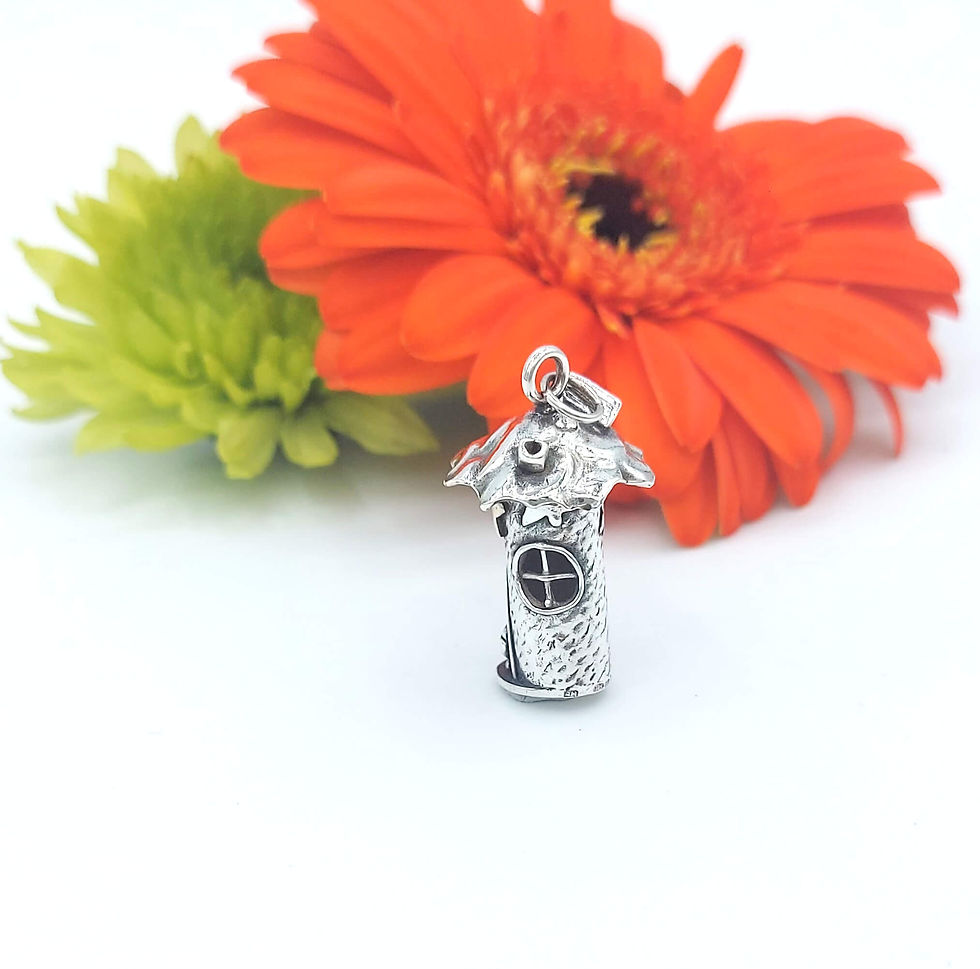 Thumbnail: Nocturnal Witch Cottage Silver Necklace
