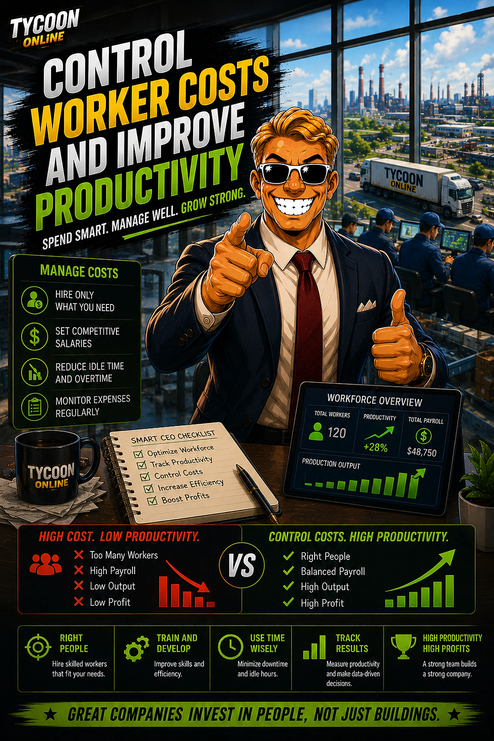 Hire workers only when needed to improve efficiency while keeping salary costs affordable.