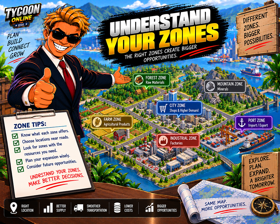 Tycoon Online USA: Plan Your Zones and Roadside Locations Wisely