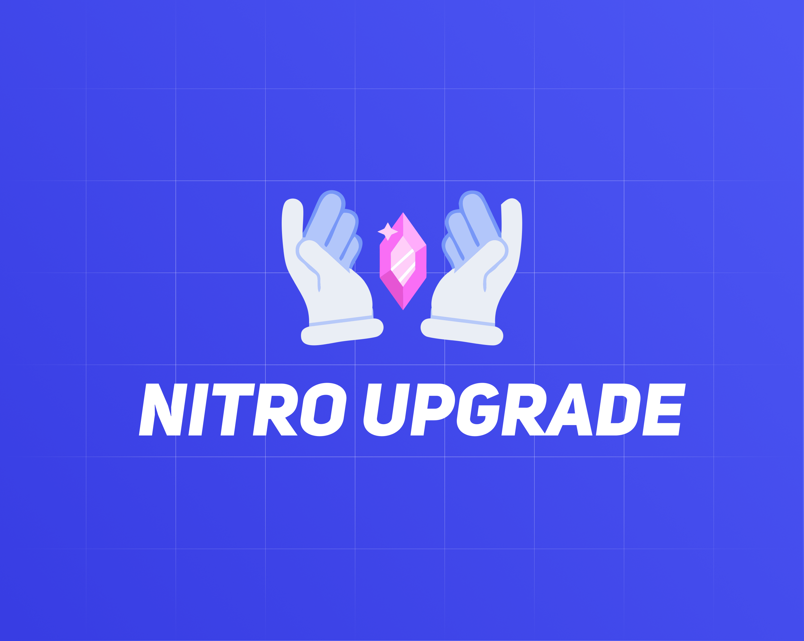 Discord Nitro logo, featuring their emblem on a blue background with grid lines.