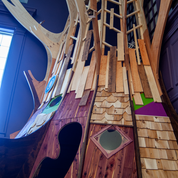 Giant tree exhibit with strange textures and branches