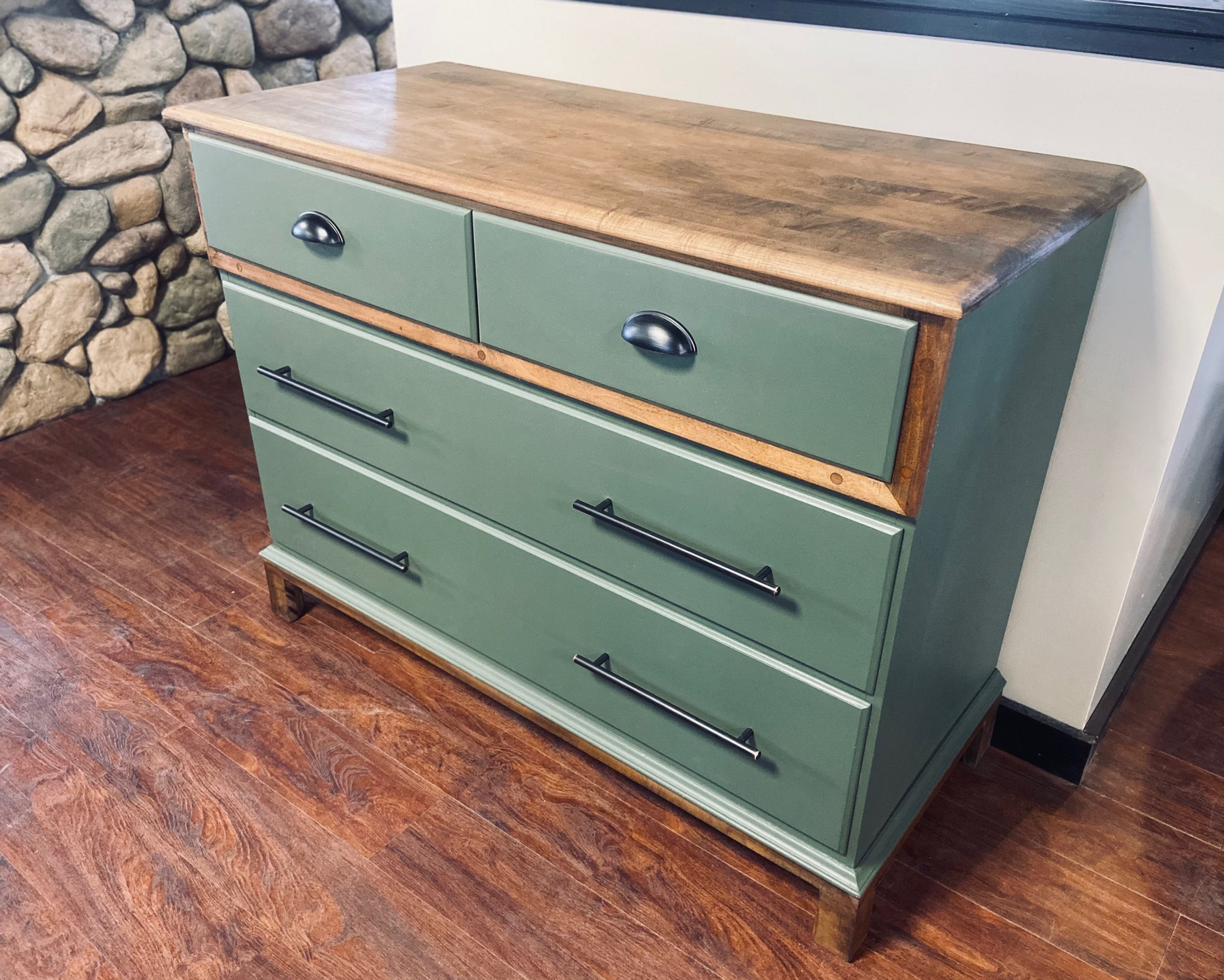 Custom painted 2 over 2 dresser